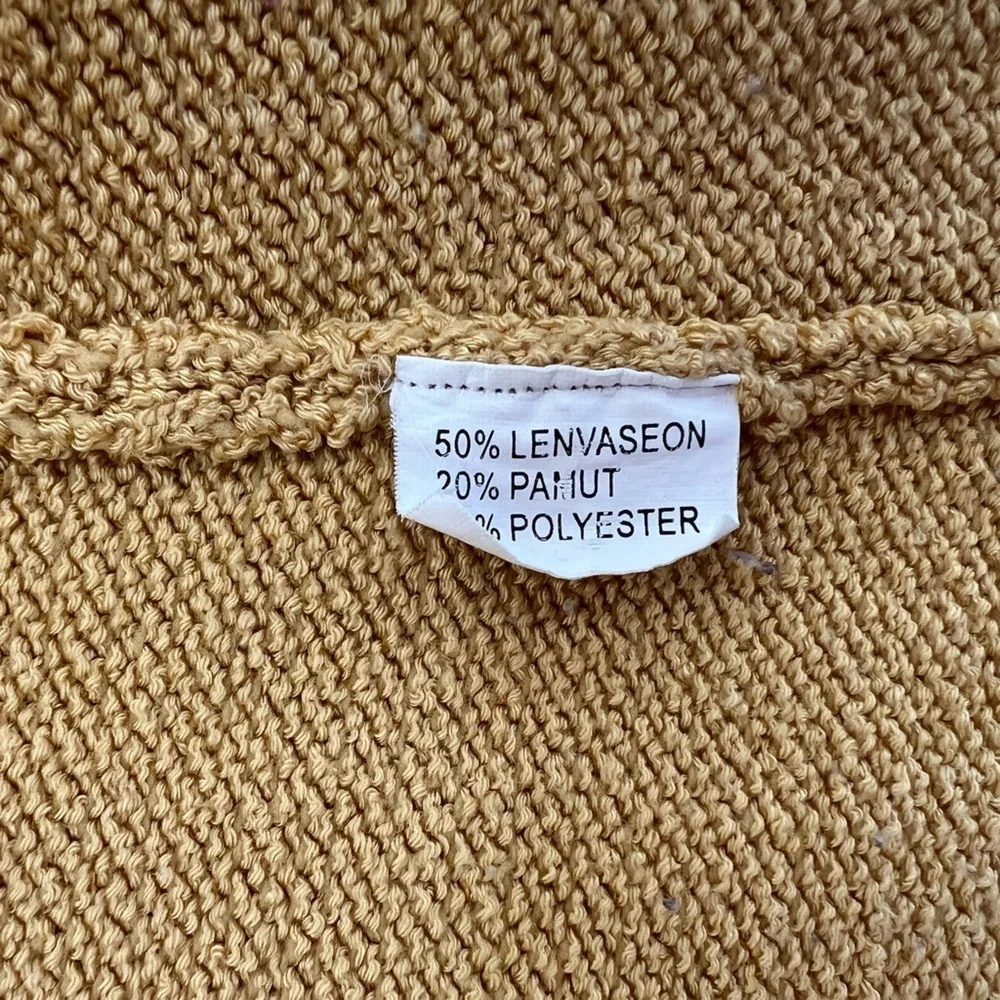 Lacoste Hungarian Fray Fringe Linen Cotton Vintage Cardigan, Mustard Yellow, M - Picture 8 of 9